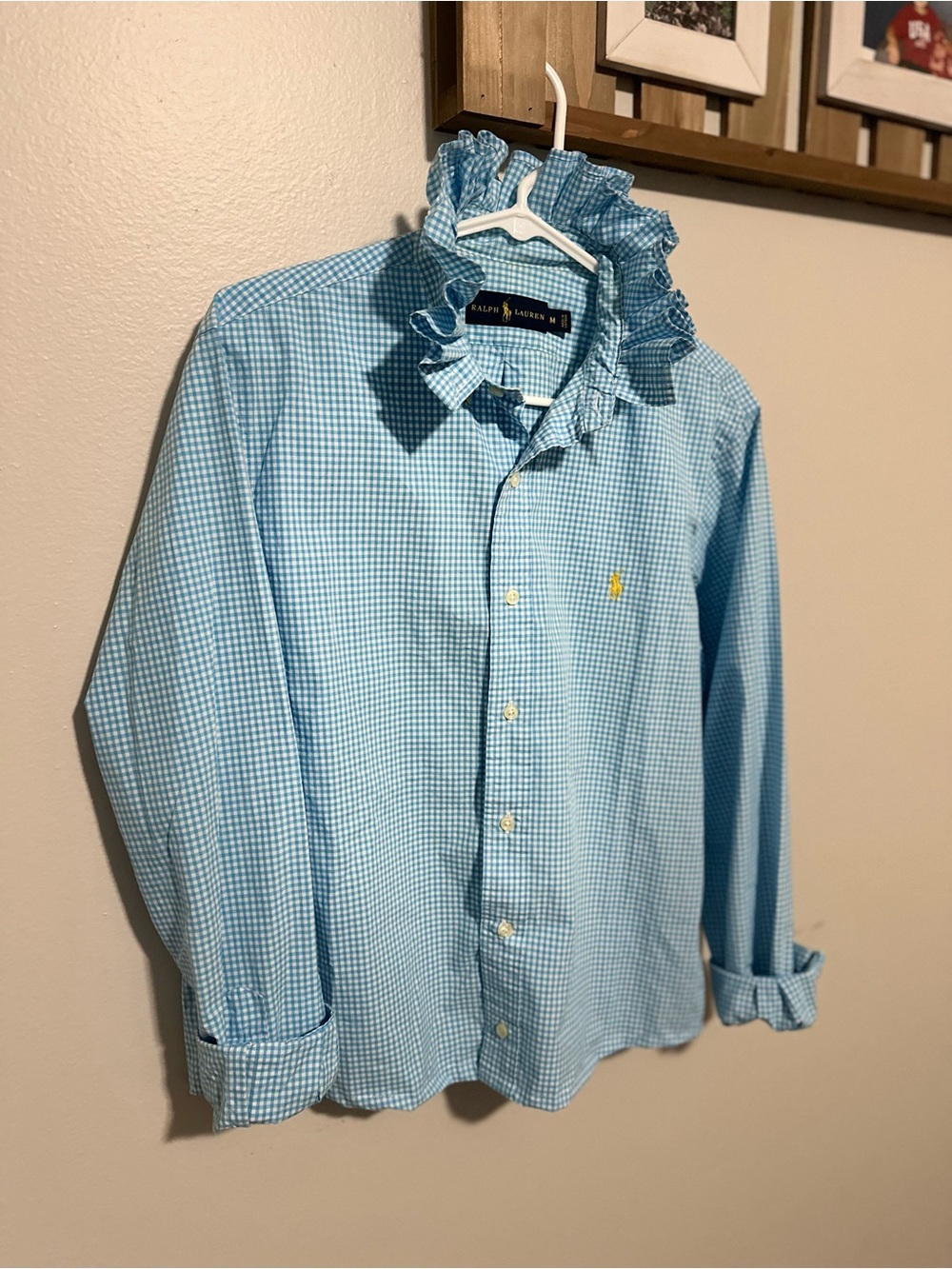 Ralph Lauren Blue Gingham Button-Down Shirt